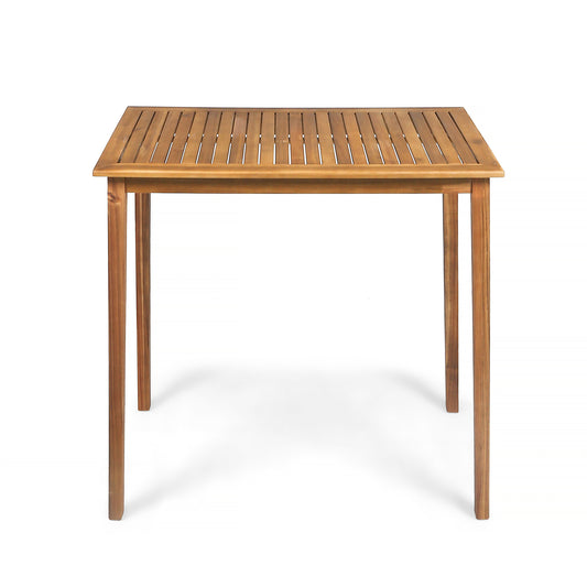 Outdoor Rectangle Bar Table In Acacia Wood For Patio, 44 X 25 X 40 Inches, Minimalist Design, Teak Finish