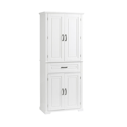 Tall White Bathroom Storage Cabinet with Adjustable Shelf and Drawer, Versatile Multi-Functional Organizer