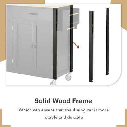 Versatile Kitchen Island Cart with Locking Wheels, Solid Wood Top, Ample Storage and Spice Rack (Black)