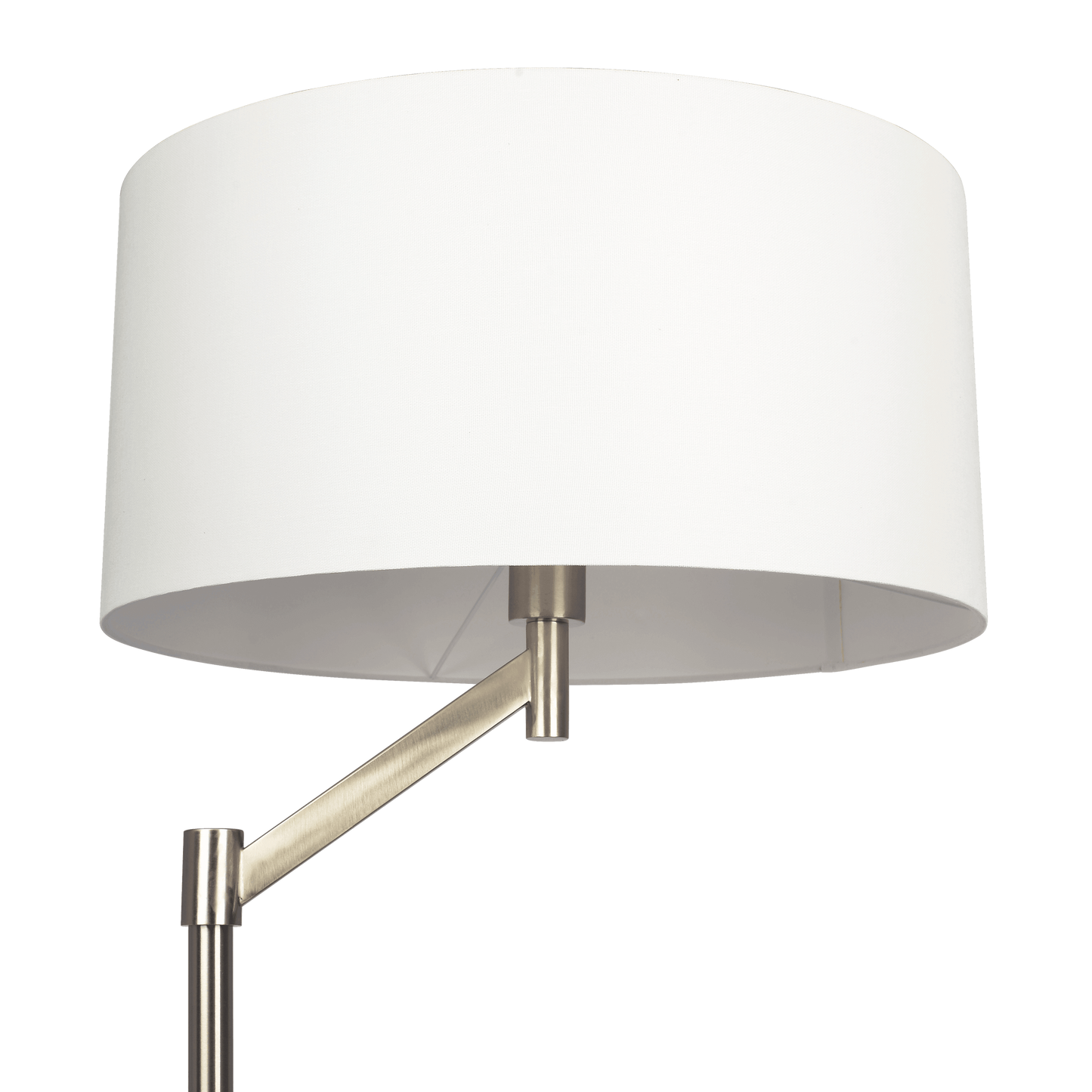 61-Inch Floor Lamp with Rotary Switch, Metal Base, White Linen Shade, Modern Home Accent, Brushed Nickel
