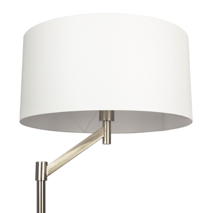 61-Inch Floor Lamp with Rotary Switch, Metal Base, White Linen Shade, Modern Home Accent, Brushed Nickel