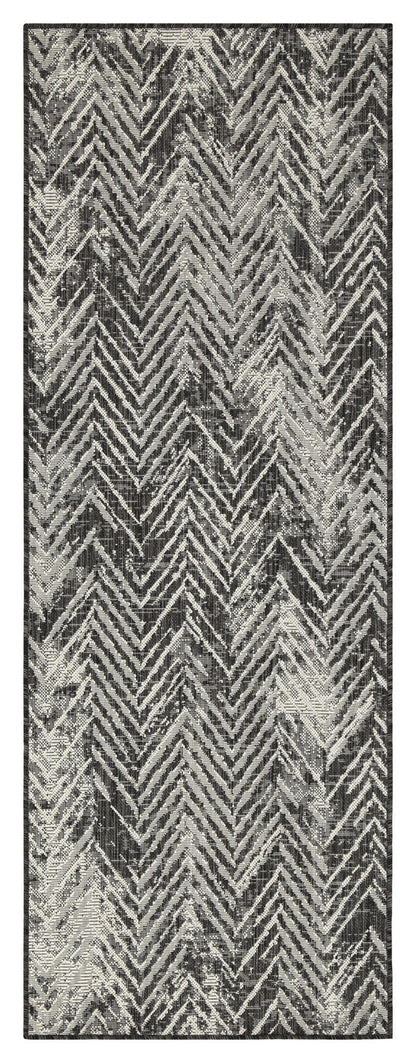Indoor/Outdoor Area Rug 5'3 x 7'3, Flatweave Polypropylene, Stain-Resistant Anthracite