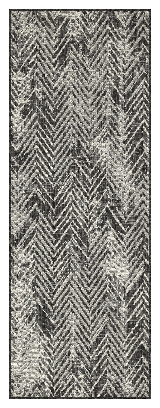 7 ft 3 in x 2 ft 7 in Indoor/Outdoor Area Rug, Flatweave Polypropylene, Durable, Anthracite