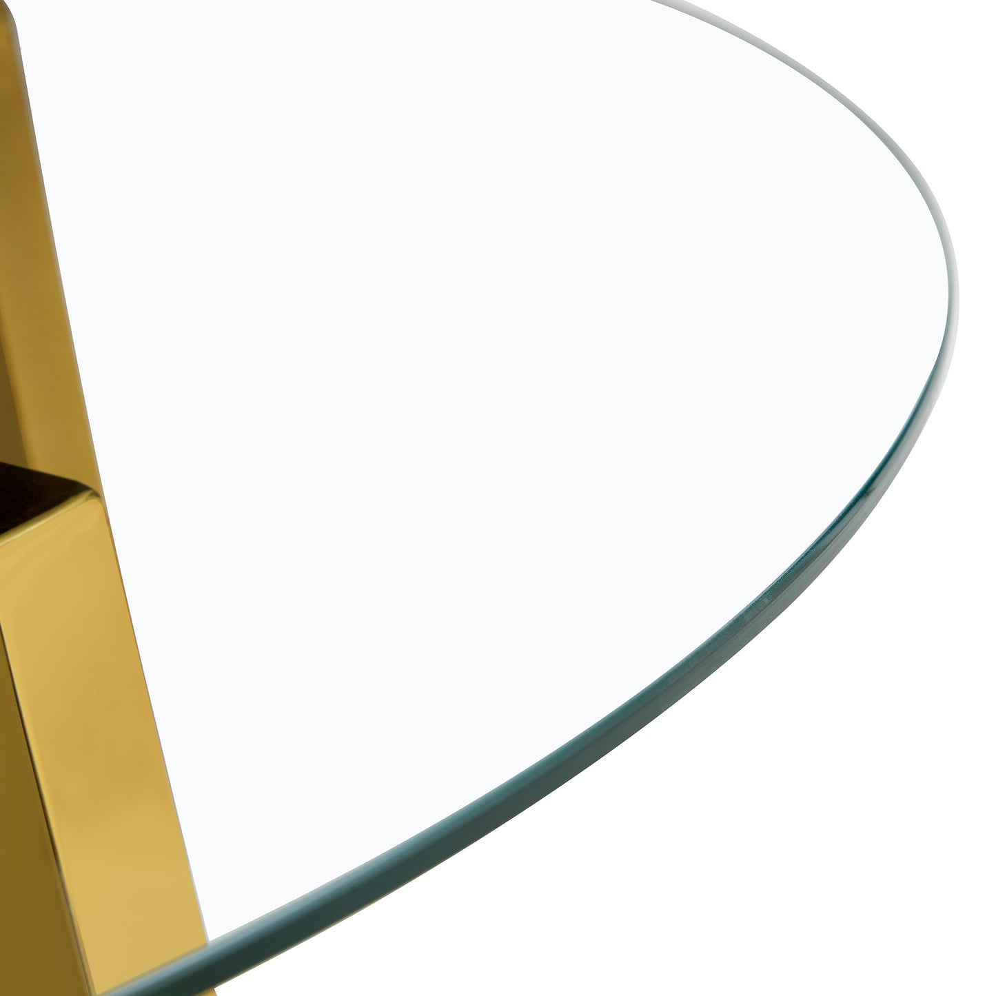 Modern minimalist style circular transparent tempered glass table, tempered glass tabletop, golden metal legs, suitable for kitchen, dining room, and living room, 42 "* 42" * 29.5 "1123r