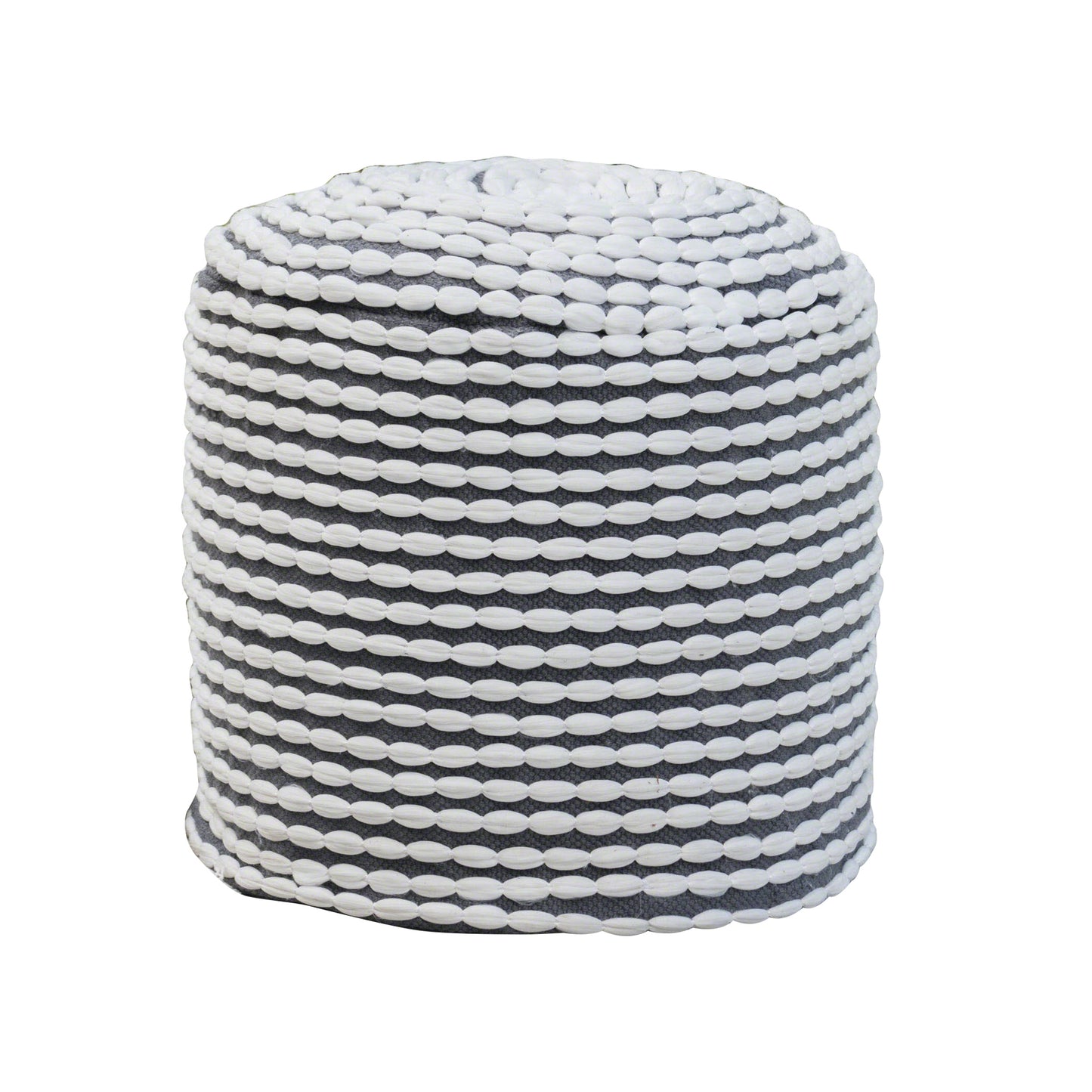 River Handcrafted Water Resistant Cylindrical Pouf, White, Waterproof Fabric, 20x20x18 inches