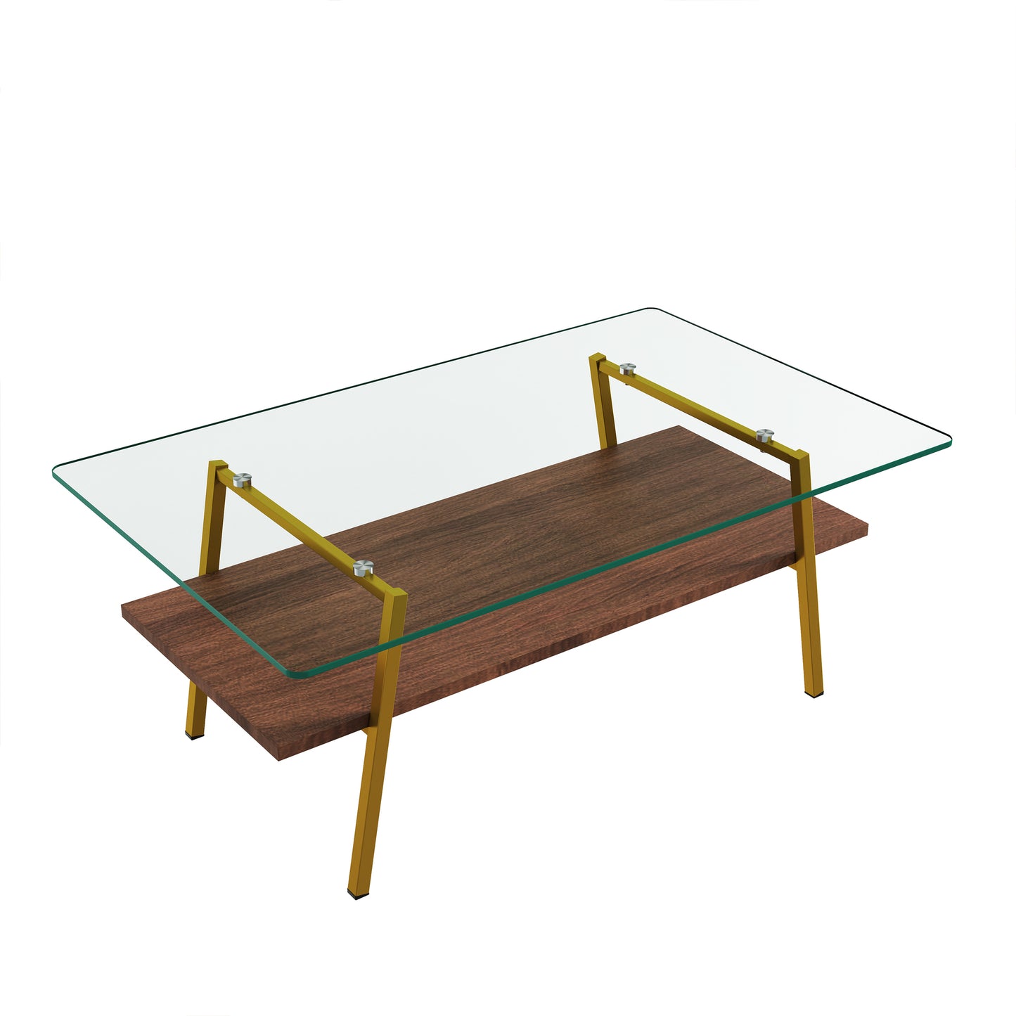 Rectangular Coffee Table with Tempered Glass Top and MDF Base, Living Room Table, 38.6x22.8 — Transparent