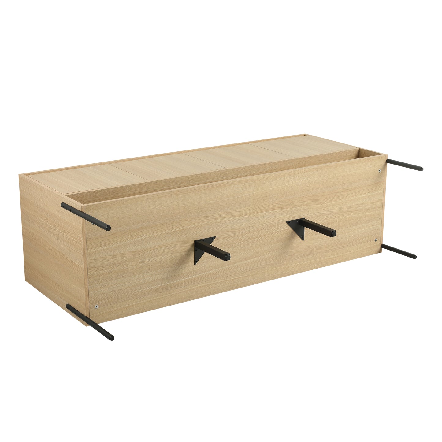 60-Inch Modern Oak Bathroom Vanity Set with Single Resin Sink and 4-Door Storage Cabinet