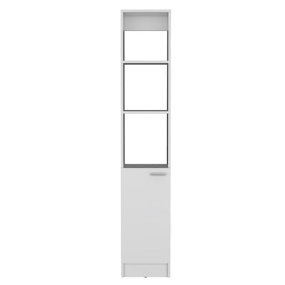 Modern White Linen Storage Cabinet with Adjustable Shelves - Versatile Freestanding Unit for Bathroom, Kitchen, or Living Room