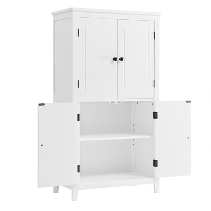 Stylish Freestanding Bathroom Storage Cabinet with 4 Adjustable Shelves, White MDF Unit