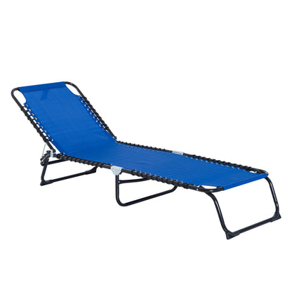 Folding Chaise Lounge Chair For Poolside Patio Beach With 4 Position Reclining Back And Breathable Mesh Seat Dark Blue