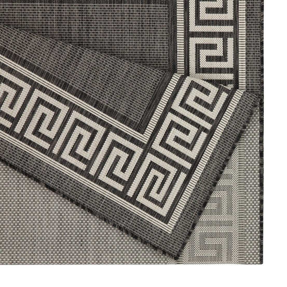 Indoor/Outdoor Area Rug, 2'7" x 7'3", Flatweave Polypropylene, Stain-Resistant, Entryway/Patio, Anthracite