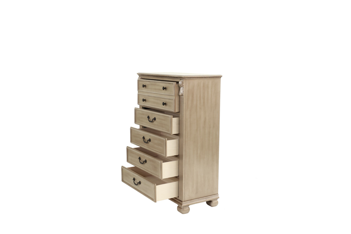 Elegant Antique Silver 5-Drawer Chest for Timeless Bedroom Storage