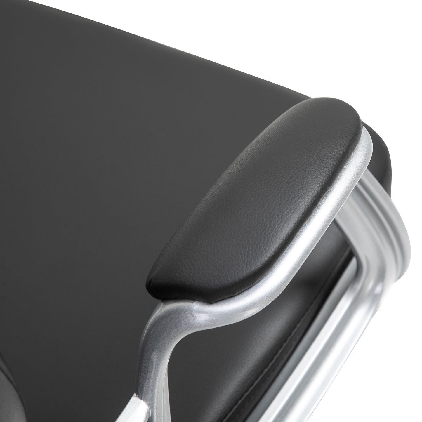 Button-Tufted Adjustable Black PU Leather Desk Chair with Padded Armrests and Swivel Wheels