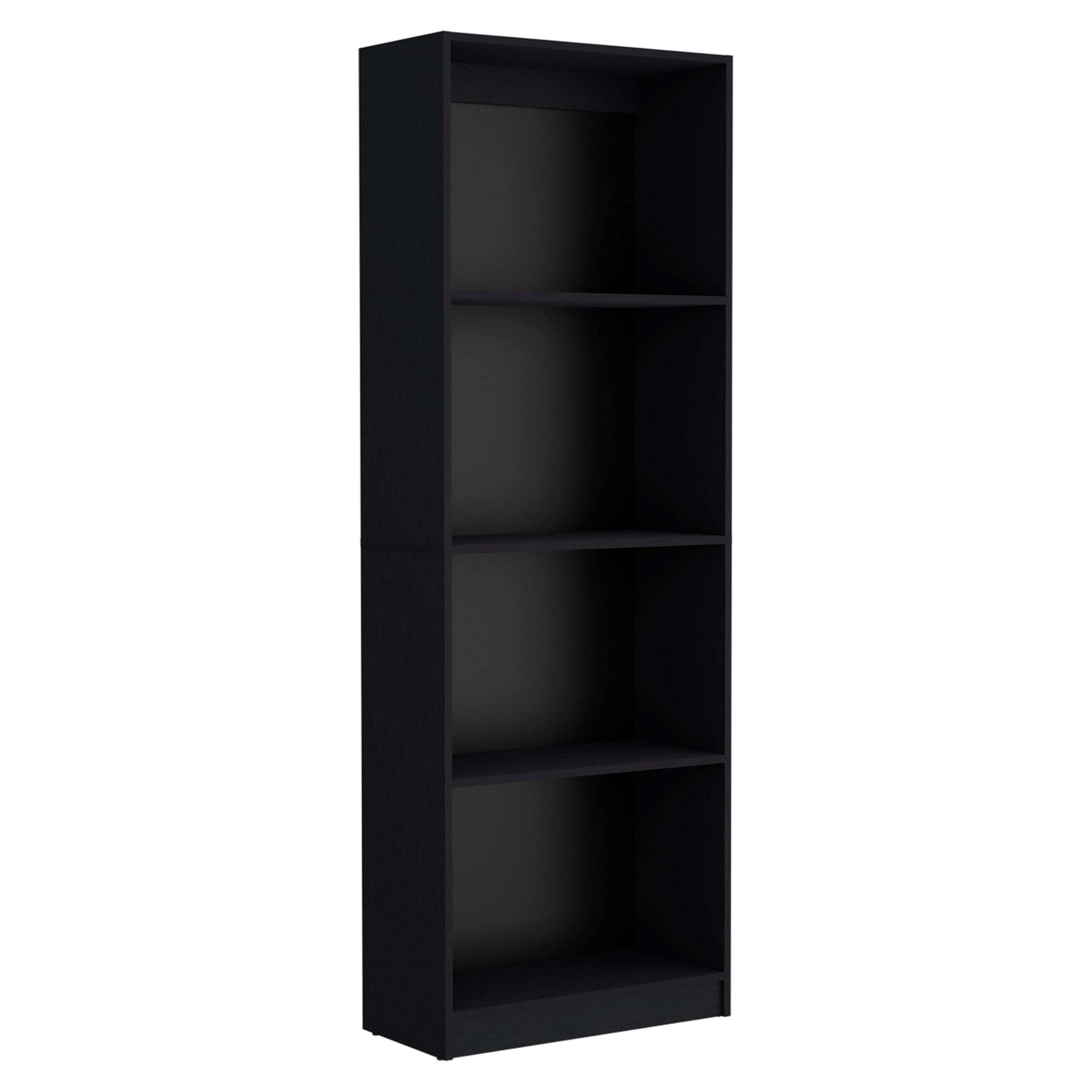 Modern 4-Shelf Black Bookcase - Stylish Display Unit for Home and Office Decor