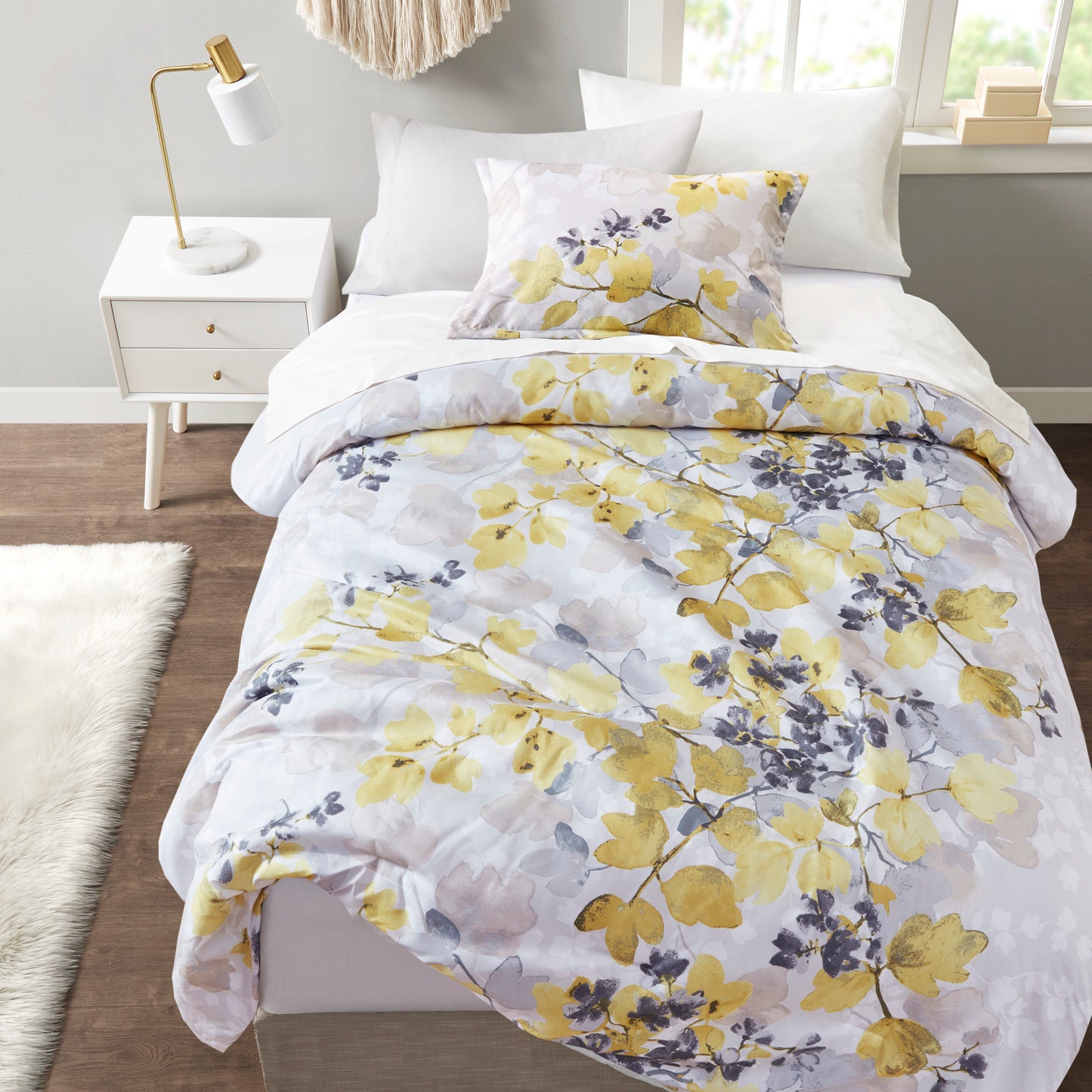 Twin Microfiber Comforter Set with Sheets – Fitted Sheet with Pockets, Easy Care – Yellow