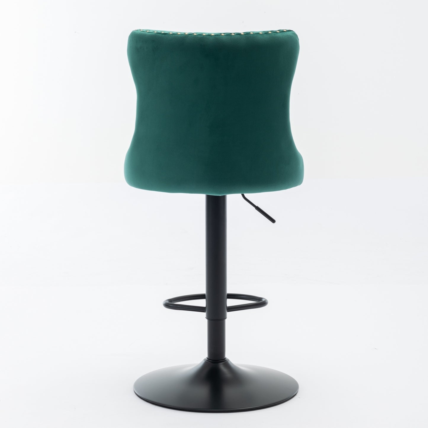 Set of 2 Adjustable Swivel Bar Stools with Tufted Velvet Upholstery and Foam Seat for Kitchen, Green