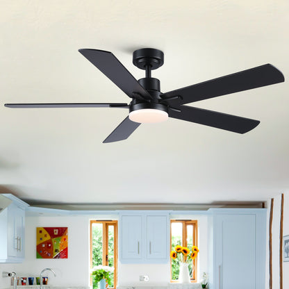 52-Inch Low-Profile Ceiling Fan with Dimmable Light, Remote, DC Motor, Quiet, Matte Black