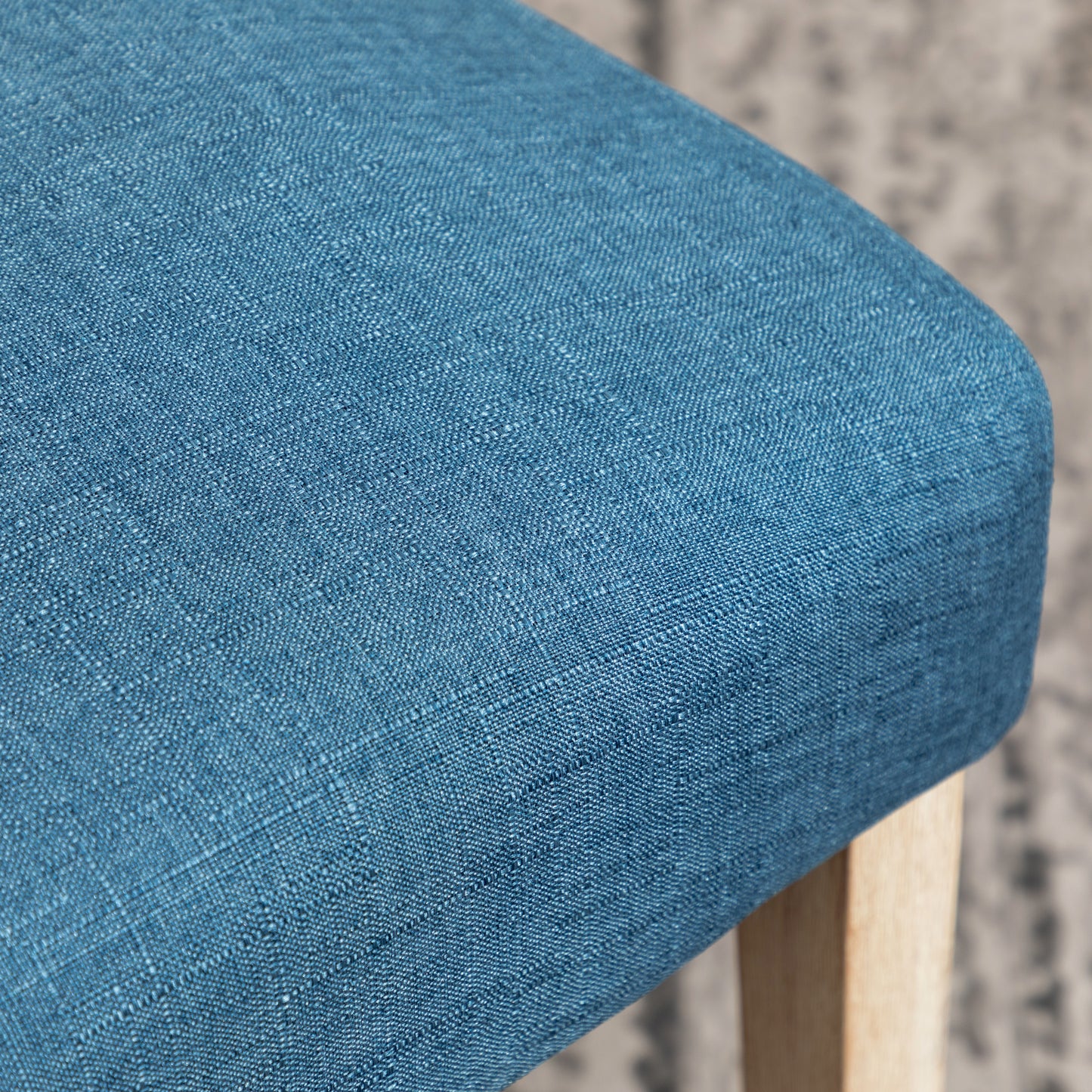 Five Piece Cross Buck Round Table With Tufted Chairs Blue