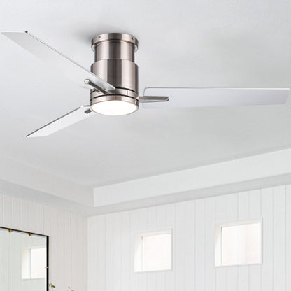 52-Inch Low-Profile Ceiling Fan with Light, Remote, DC Motor, Energy Efficient Brushed Nickel