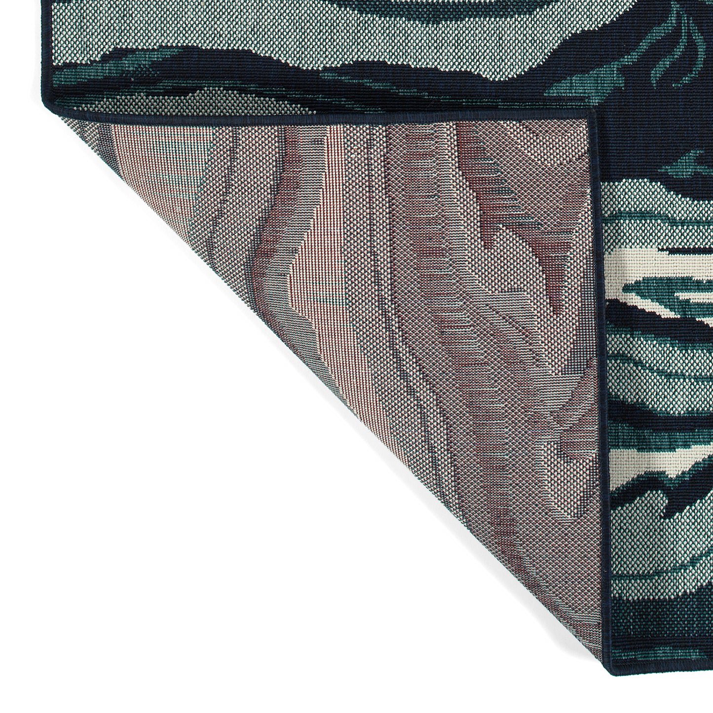 Rectangular Throw Rug 43 x 23 in, Modern Abstract Textured Cut-Pile, Indoor/Outdoor Polypropylene Teal