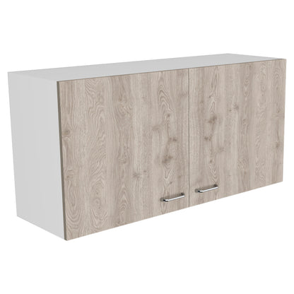 Contemporary Two-Door Oklahoma Wall Cabinet in White and Light Gray