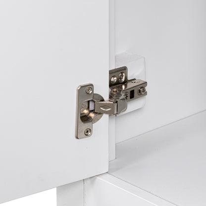 36-Inch White Freestanding Bathroom Vanity with Ceramic Sink and Storage Drawers