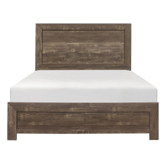Rustic Charm Full Size Wooden Panel Bed with Brown Finish - Bed in a Box