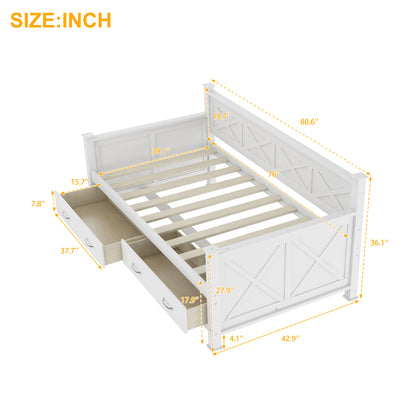 Cream White Twin Size Wooden Daybed with Rustic and Modern Touches