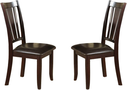 Set of 2 Contemporary Dining Chairs with Slat Back, Faux Leather Cushions, Easy Assembly Brown