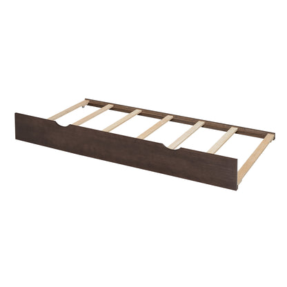 Espresso Full Size Storage Bed with Trundle and Dual Drawers, Pull-Out Shelving System