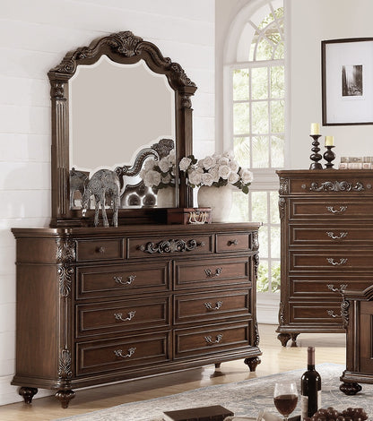 Elegant Antique Cherry & Walnut Dresser with Mirror - Timeless Storage Solution for Your Bedroom