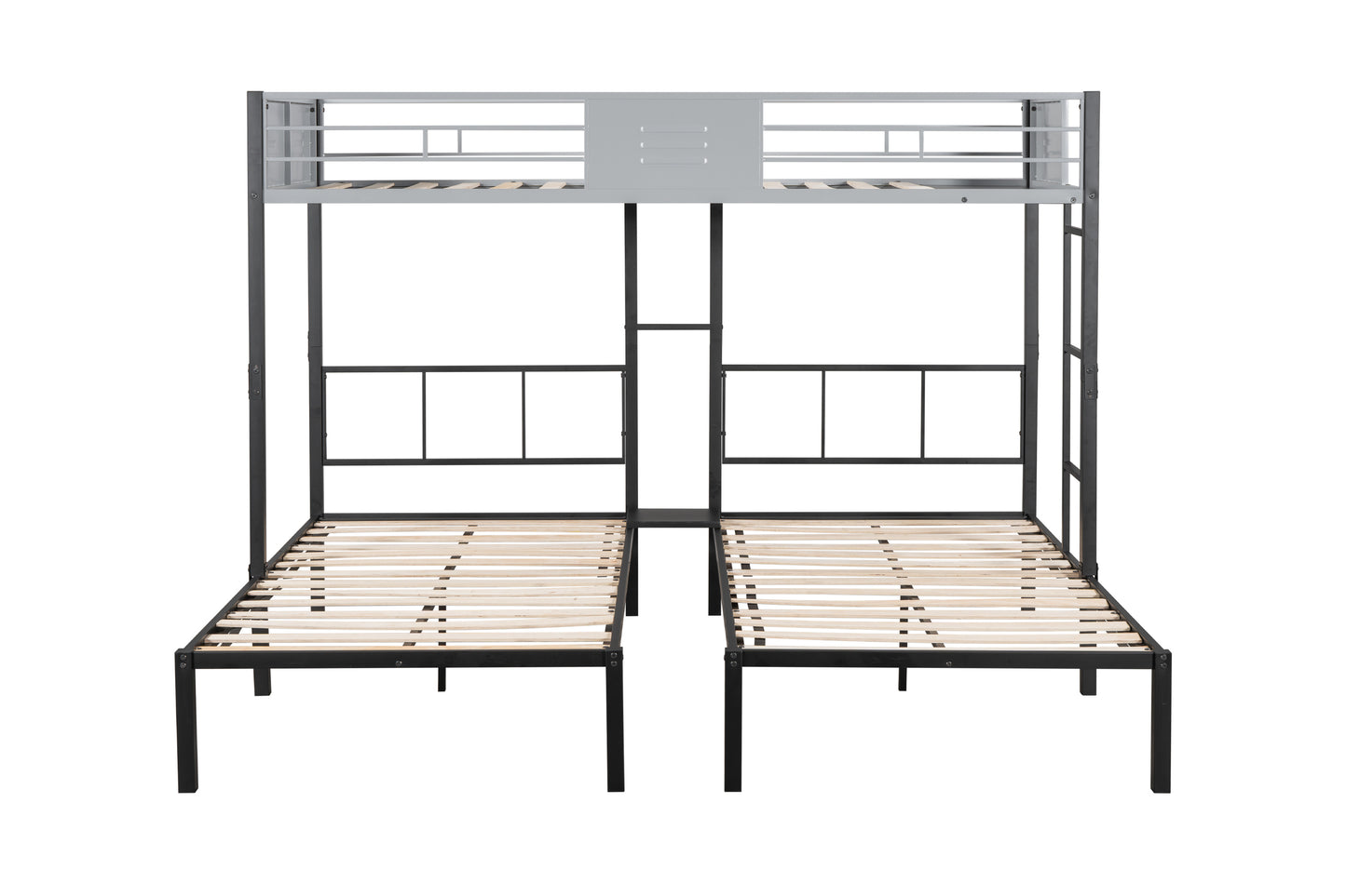 Space-Saving Triple Bunk Bed with Safety Guardrails and Versatile Design
