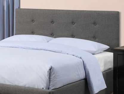 Elegant Grey Polyfiber Queen Size Bed with Tufted Headboard and Storage Drawers