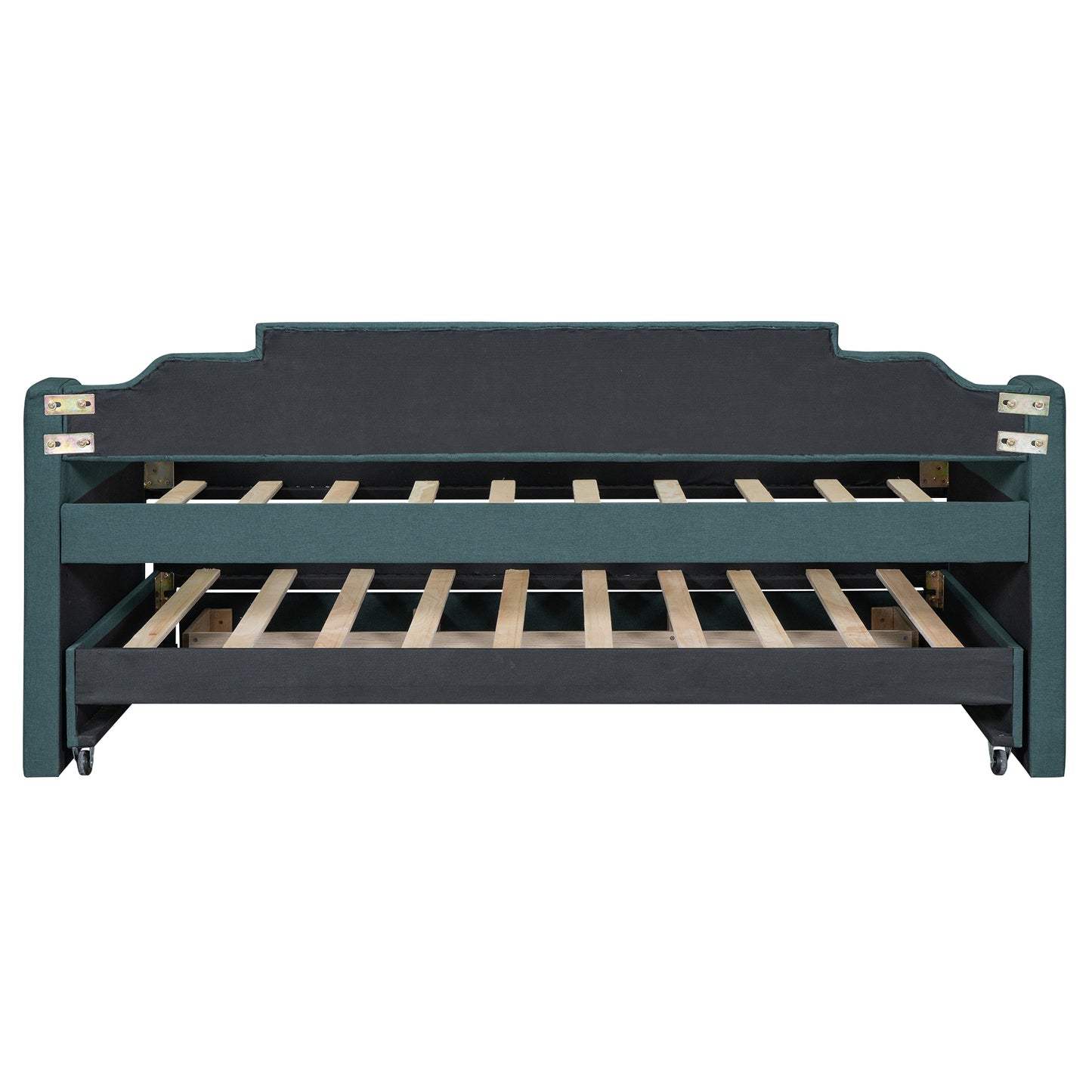 Green Twin Size Upholstered Daybed with Trundle and Storage Drawers