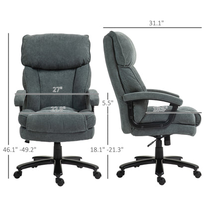 HOMCOM Heavy-Duty Executive Office Chair for Big and Tall Users, Supports Up to 450 lbs, Gray High Back Desk Chair with Swivel Wheels
