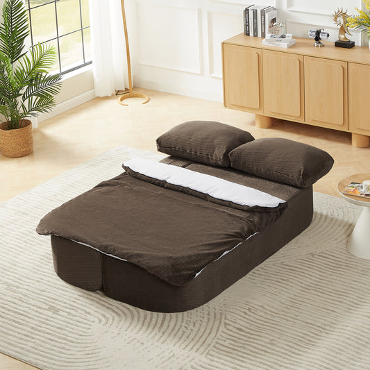 2-in-1 Convertible Sofa Bed, 74.8in L x 41.3in W, Foam Cushions, Space-Saving for Living Room, Dark Brown