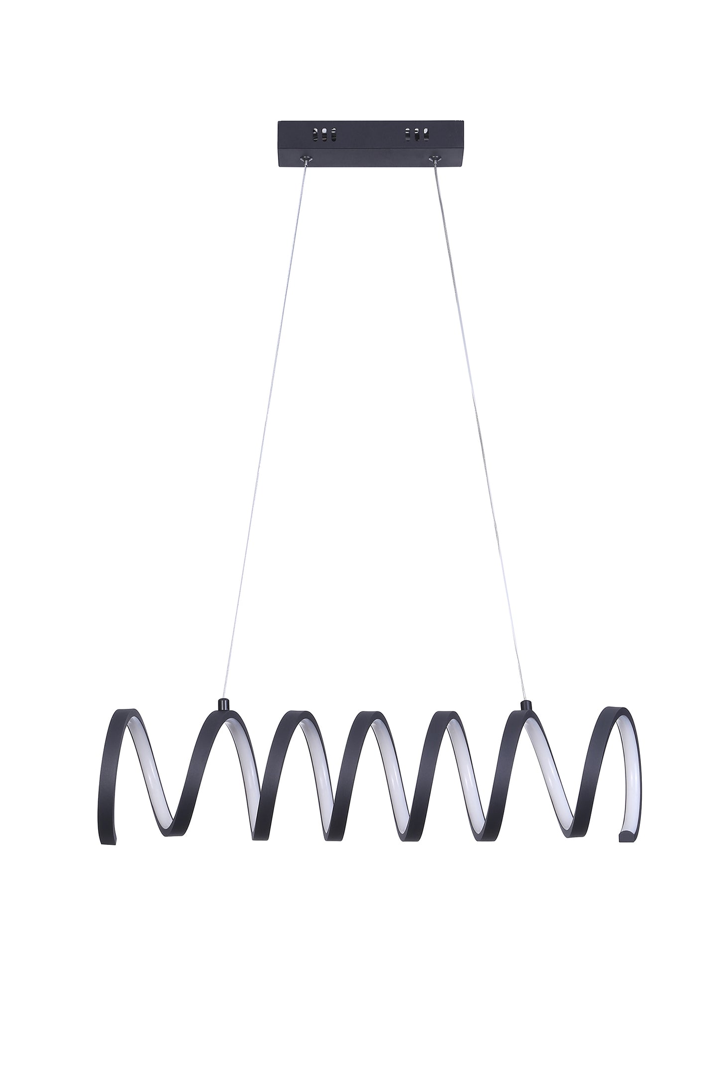 Modern Aluminum Spiral Loop Pendant Light with 14W LED, Adjustable Suspension, 23 in Length Matte Black