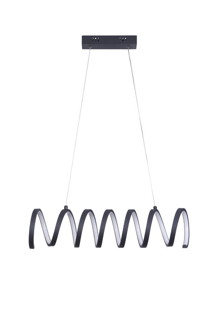 Modern Aluminum Spiral Loop Pendant Light with 14W LED, Adjustable Suspension, 23 in Length Matte Black