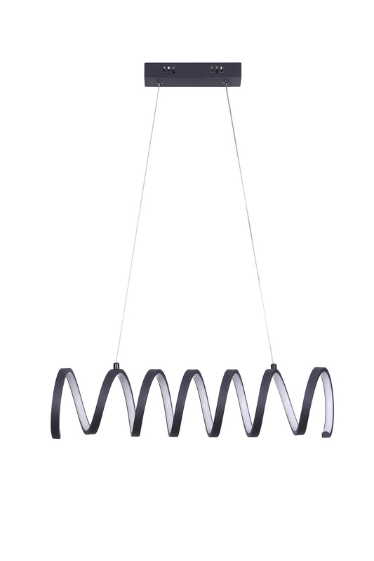 Modern Aluminum Spiral Loop Pendant Light with 14W LED, Adjustable Suspension, 23 in Length Matte Black
