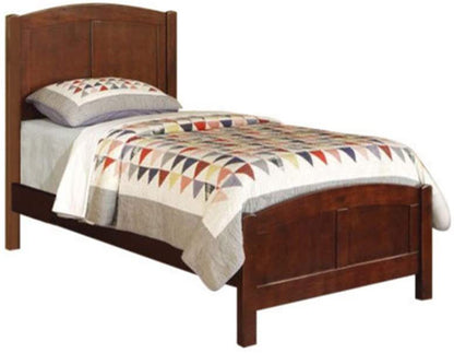 Dark Oak Twin Bed with Unique Headboard for Youth Bedroom
