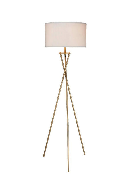64.5-Inch Tall Metal Floor Lamp Hourglass, E26 Socket, 100W Max, Rotary Switch, Black Cord, Matte Gold