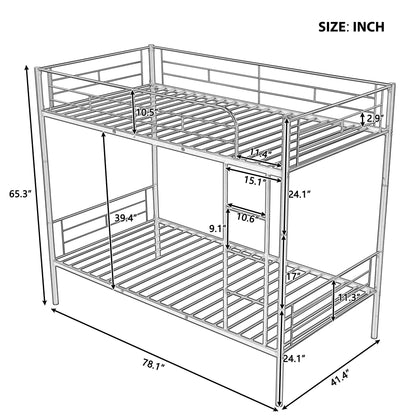Stylish White Twin Over Twin Metal Bunk Bed for Space-Saving Solutions
