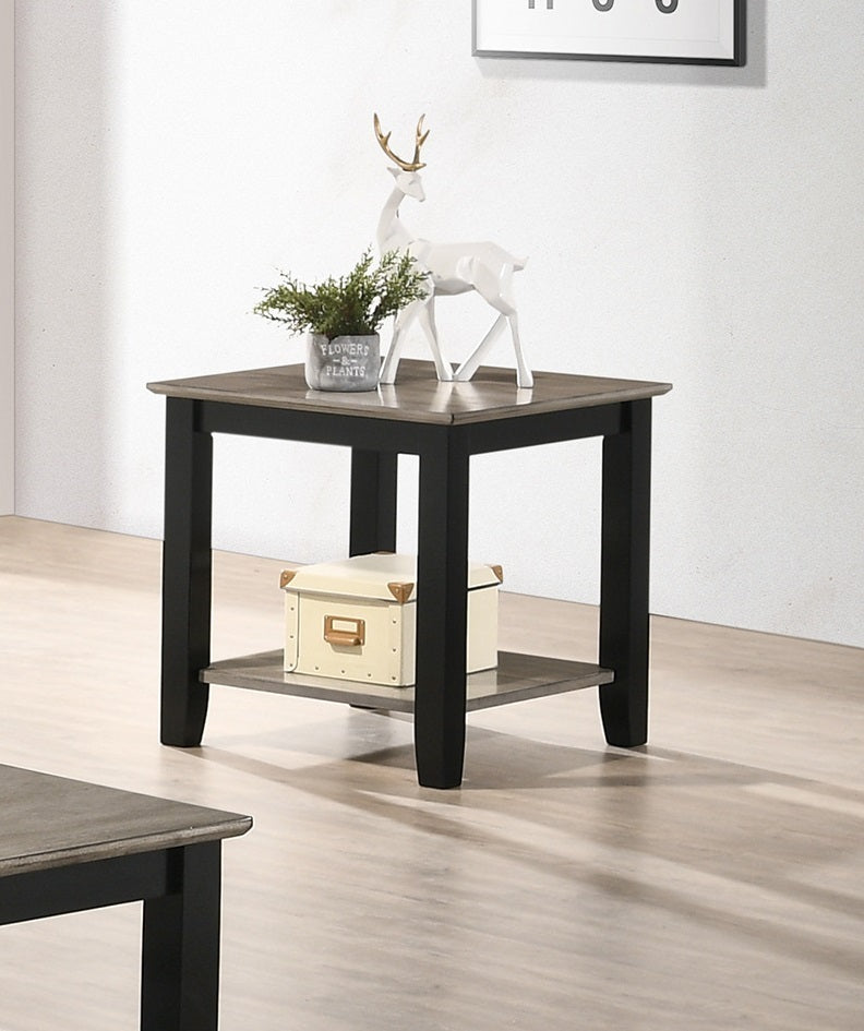 End Table for Living Room - 22in Square - Solid Rubberwood with Veneer Top, Contemporary, 1-Piece Walnut