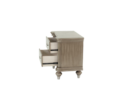 Luxury Classic Antique Silver / Champagne Finish 1pc Nightstand Storage Space Bedside Table Bedroom Furniture