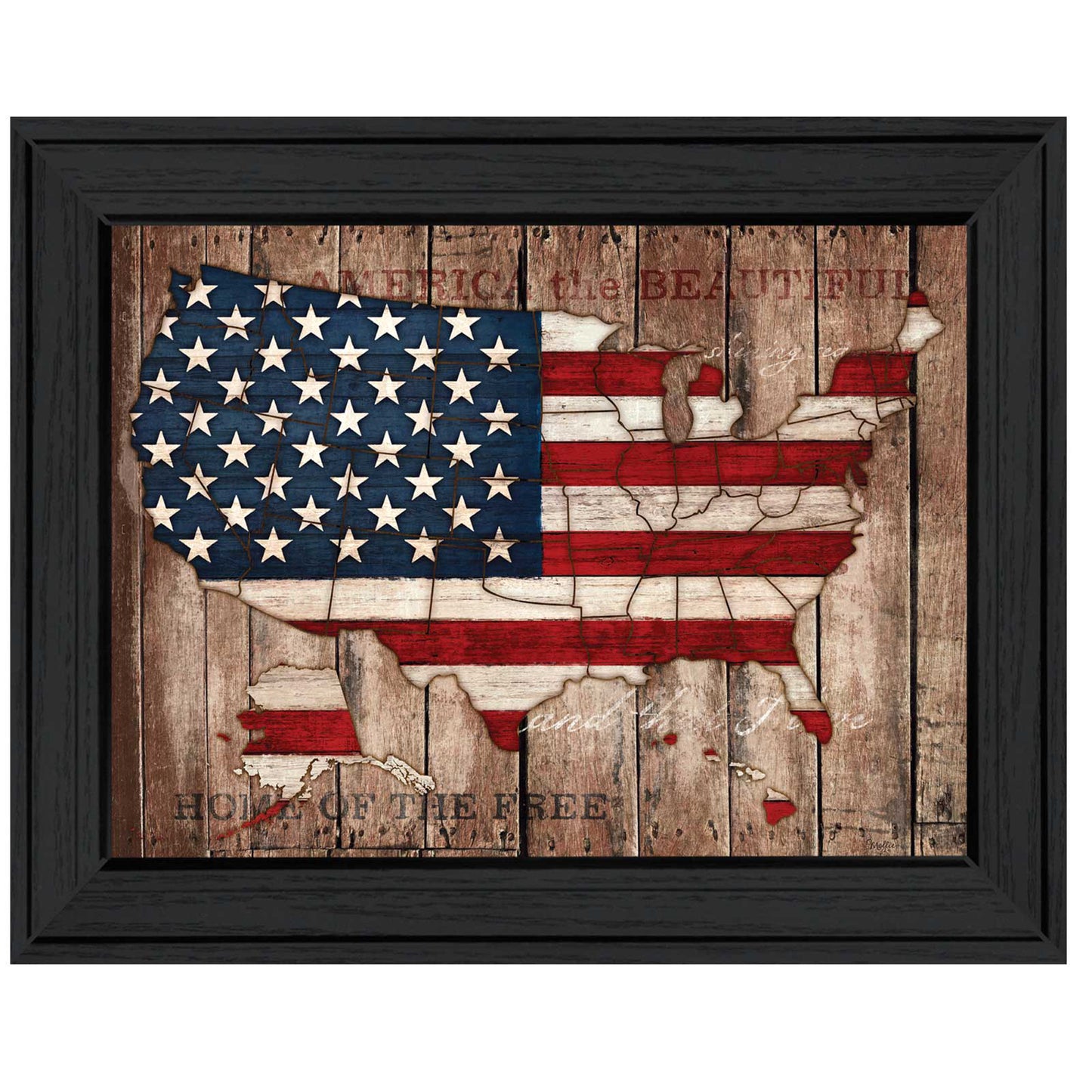 Patriotic Wall Art Poster - 14 x 18 in, Ready-to-Hang Framed MDF Decor, Room, Multicolor Black Frame