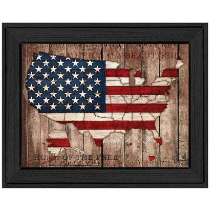 Patriotic Wall Art Poster - 14 x 18 in, Ready-to-Hang Framed MDF Decor, Room, Multicolor Black Frame