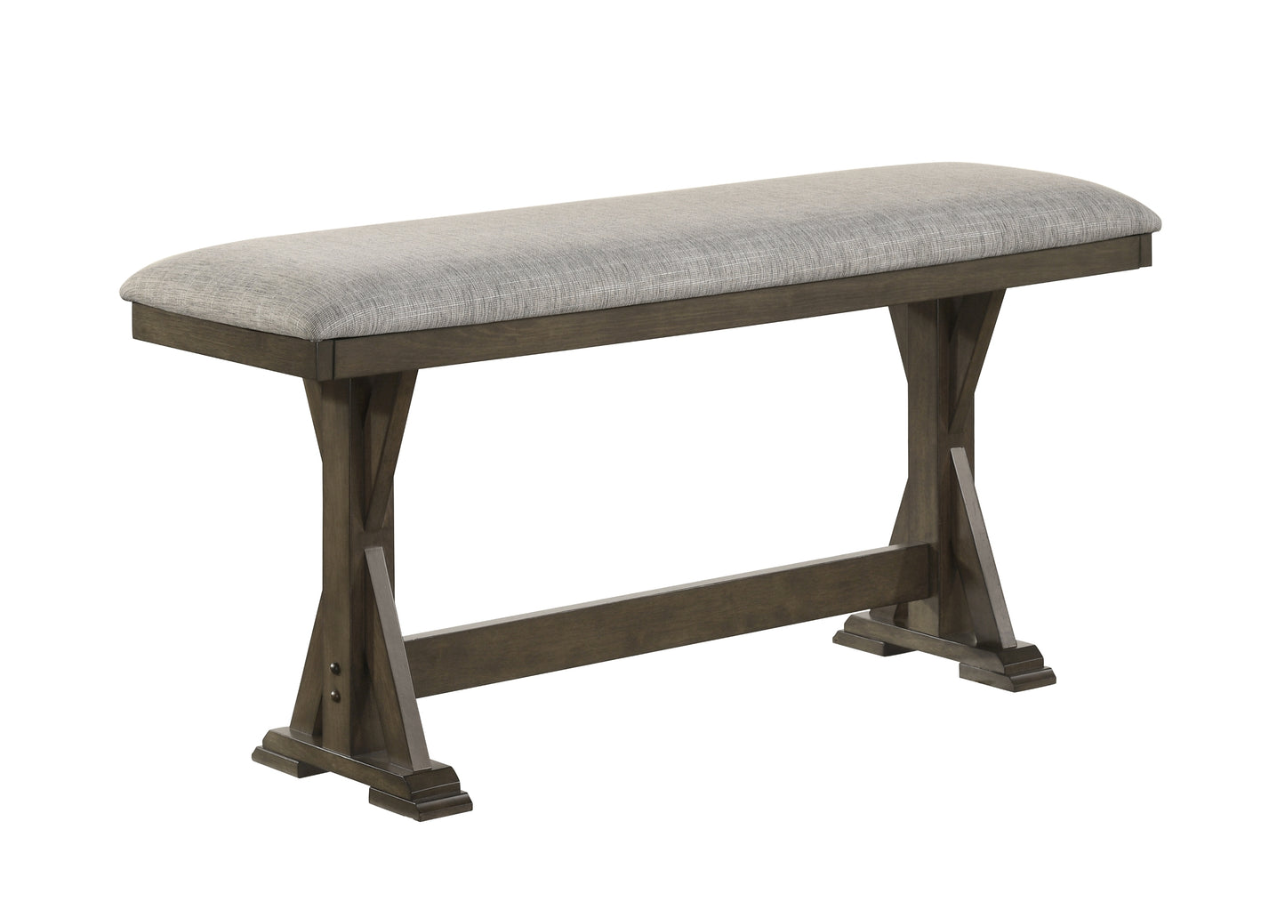 Counter Height Dining Bench - Upholstered Rustic Wood, 48x16x24.6 in Contemporary Kitchen Island Brown