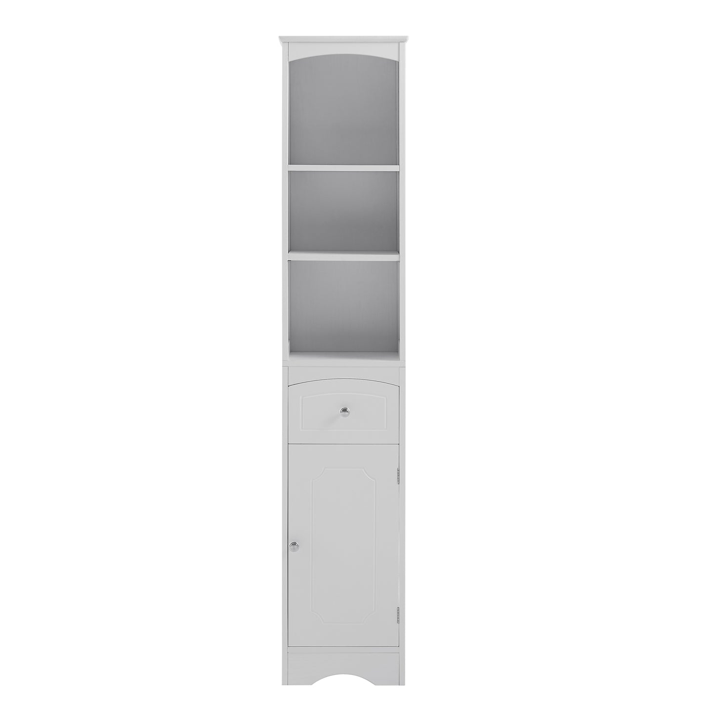 White Freestanding Tall Storage Cabinet for Bathroom with Adjustable Shelves and Drawer, MDF Construction