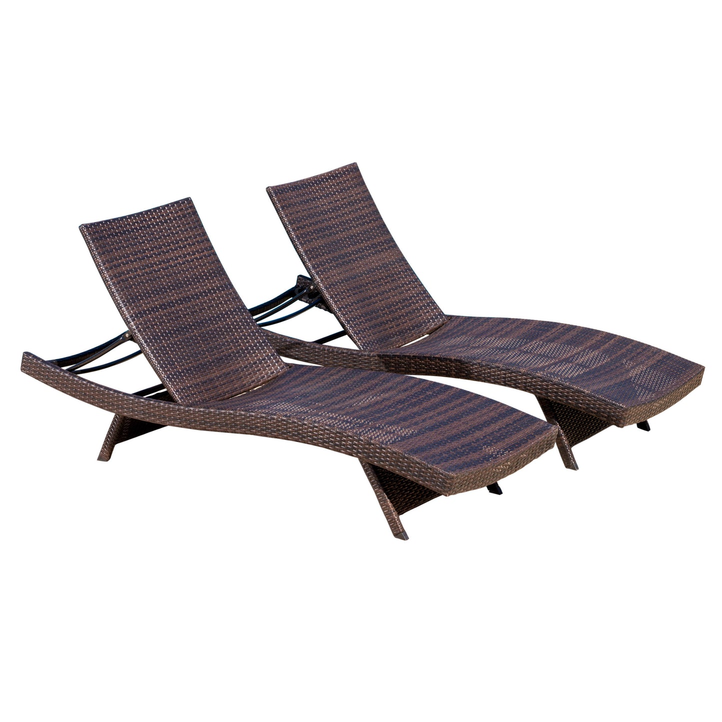 Adjustable PE Wicker Chaise Lounge Outdoor Set For Patio Or Garden With Durable Frame And Rattan Brown