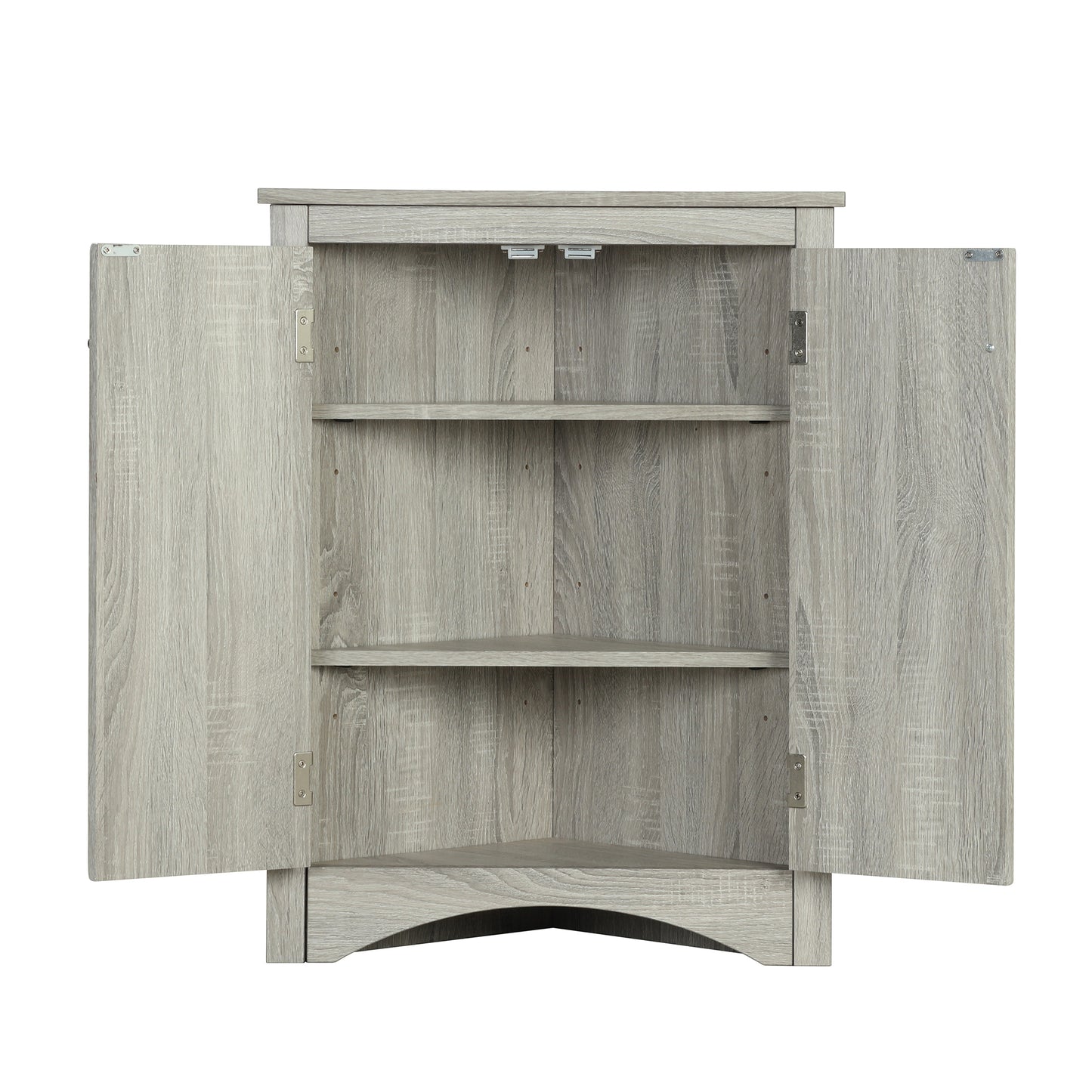 Stylish Oak Triangle Corner Storage Cabinet with Adjustable Shelves for Home and Kitchen Use